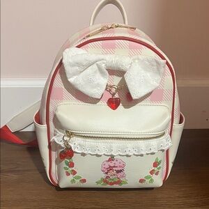 Strawberry Shortcake Bioworld Pink and White Checkered Backpack with Bow